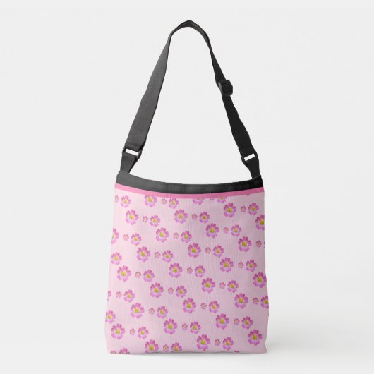 Mooie Roze Bloem Patroon Crossbody Tas (Voorkant)