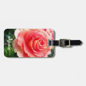 Mooie roze bloem, roos, foto op maat bagagelabel (Voorkant horizontaal)
