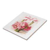 Mooie Roze Bloem Rozen in Mand Tegeltje (Zijkant)