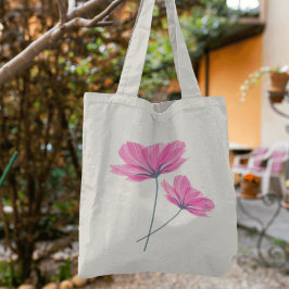 Mooie roze bloem tekening tote bag