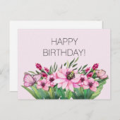 Mooie Roze Bloem Vlinder Verjaardag Briefkaart (Voorkant / Achterkant)