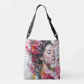 Mooie Roze Bloem Vrouw Crossbody Tas (Achterkant)
