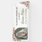 Mooie roze bloemboog foto in liefdevolle herinneri spandoek (Verticaal)