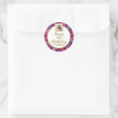 Mooie Roze Bloemen, Aangepaste Foto, Gelukkig Verj Ronde Sticker (Tas)