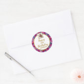 Mooie Roze Bloemen, Aangepaste Foto, Gelukkig Verj Ronde Sticker (Envelop)