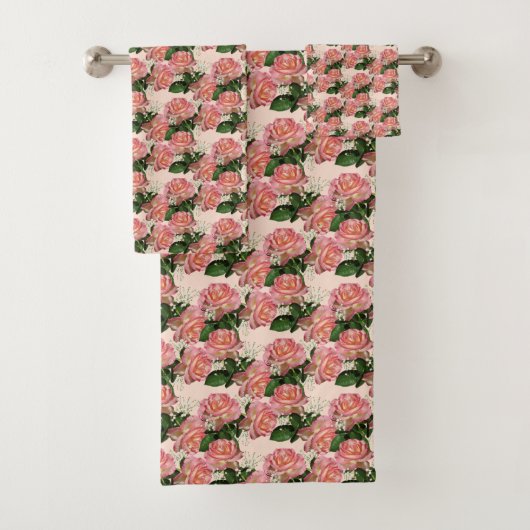 Mooie roze bloemen bad handdoek (Insitu)