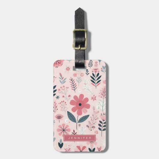 Mooie Roze Bloemen Bagage Labels (Voorkant verticaal)