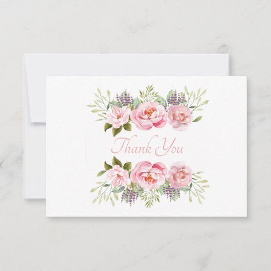 Mooie Roze Bloemen Bedankkaart (Voorkant)