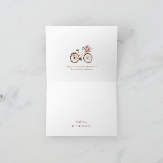 Mooie Roze Bloemen  Bike Baby shower Bedankkaart (Binnen)