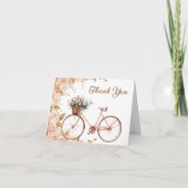 Mooie Roze Bloemen  Bike Baby shower Bedankkaart (Voorkant)