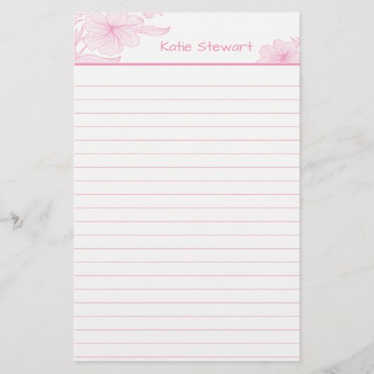 Mooie Roze Bloemen Briefpapier (Voorkant)