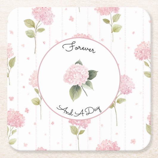 Mooie Roze Bloemen Bruiloft Kartonnen Onderzetters (Voorkant)