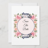 Mooie roze bloemen bruiloft uitnodiging, kaart (Achterkant)