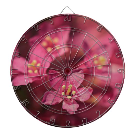 Mooie roze bloemen dartbord (Voorkant)
