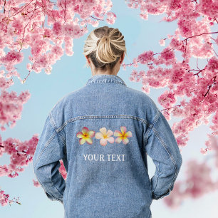 Mooie Roze Bloemen Denim Jas Jacket