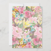 Mooie Roze Bloemen Dopen Uitnodiging (Achterkant)