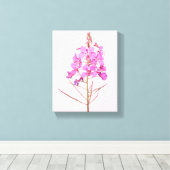 Mooie roze bloemen eenvoudige moderne bloem botani canvas afdruk (Insitu (Houten vloer))