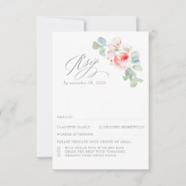 Mooie Roze Bloemen Elegante Trouw-RSVP RSVP Kaartje