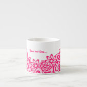 Mooie roze bloemen en harten met een naam espresso kop (Voorkant)