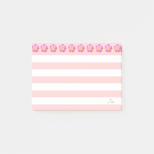 Mooie roze bloemen en stripes post-it® notes (Voorkant)