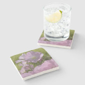 Mooie roze bloemen foto marmeren steen Onderzetter (Zijkant)