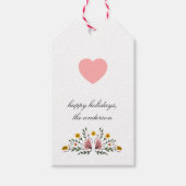 Mooie Roze Bloemen Gift Label met HeartMark Cadeaulabel (Voorkant)