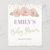 Mooie Roze Bloemen Gouden Accent Wensen voor Baby (Achterkant)