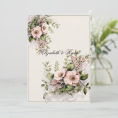 Mooie roze bloemen groen wijnstokken kaart (Staand voorkant)