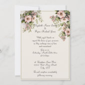 Mooie roze bloemen groen wijnstokken kaart (Achterkant)