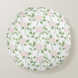 Mooie Roze Bloemen Groene Bladeren Baby Shower Rond Kussen