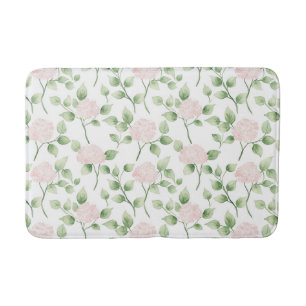 Mooie Roze Bloemen Groene Bladeren Badmat