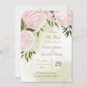 mooie roze bloemen groene bladeren botanisch save the date (Voorkant)