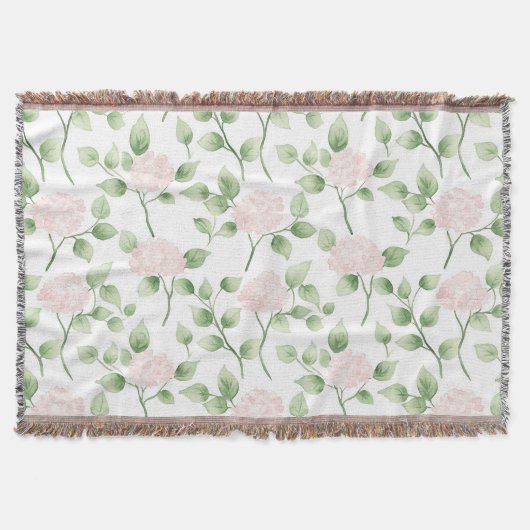 Mooie Roze Bloemen Groene Bladeren Deken (Voorkant)