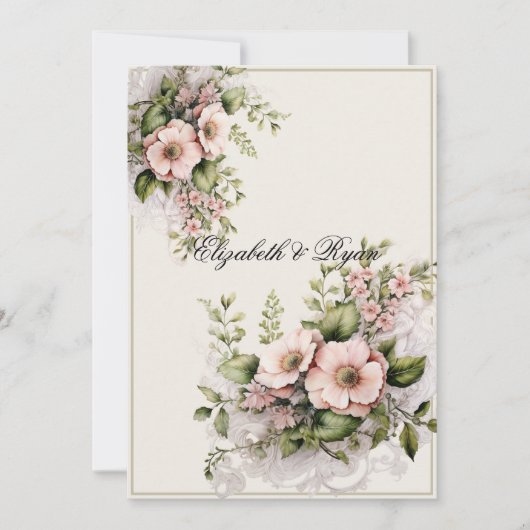 Mooie Roze Bloemen Groene Ranken Kaart (Voorkant)