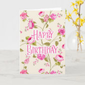 Mooie roze bloemen - Happy Birthday Kaart (Gele Bloem)