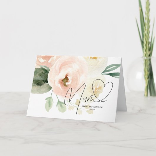 Mooie Roze Bloemen Hart Moederdag Keepsake Kaart (Voorkant)