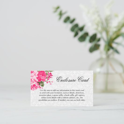 Mooie Roze Bloemen Informatiekaartje (Staand voorkant)