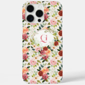 Mooie Roze Bloemen | Initiële Monogram  Case-Mate iPhone Case (Achterkant)
