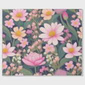 Mooie roze bloemen Inpakpapier (Vlak)