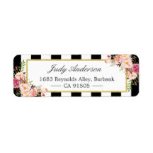 Mooie roze bloemen klassieke zwarte strepen