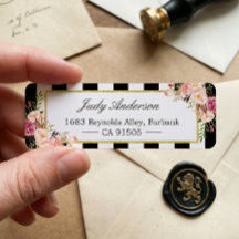 Mooie roze bloemen klassieke zwarte strepen