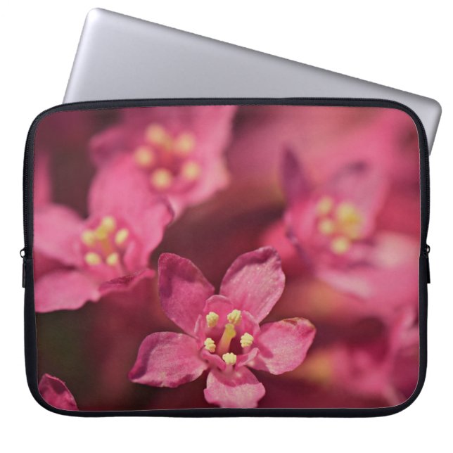 Mooie roze bloemen laptop sleeve (Voorkant)