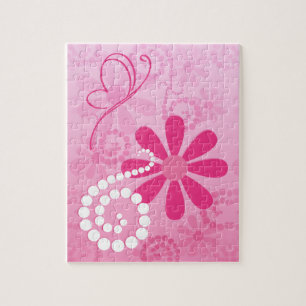Mooie Roze Bloemen Leuke Retro Daisy Pattern Legpuzzel