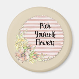 Mooie Roze Bloemen met Strepen Magneet