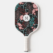 Mooie roze bloemen met  textuur pickleball paddle (Achterkant)