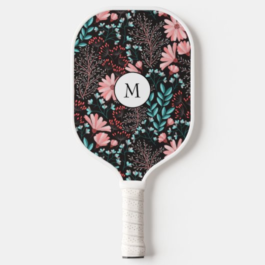 Mooie roze bloemen met  textuur pickleball paddle (Voorkant)