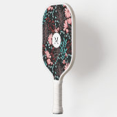 Mooie roze bloemen met  textuur pickleball paddle (Links)