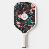 Mooie roze bloemen met  textuur pickleball paddle (Achterkant)