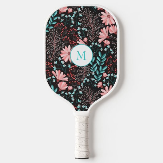 Mooie roze bloemen met  textuur pickleball paddle (Voorkant)