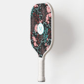 Mooie roze bloemen met  textuur pickleball paddle (Links)